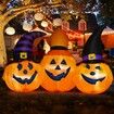 1.9m Halloween Inflatables Outdoor Pumpkin Combo with Wizard hat Blow Up Yard Decoration with LED Lights Built-in for Holiday Party Yard Garden