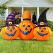 1.9m Halloween Inflatables Outdoor Pumpkin Combo with Wizard hat Blow Up Yard Decoration with LED Lights Built-in for Holiday Party Yard Garden