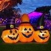 1.9m Halloween Inflatables Outdoor Pumpkin Combo with Wizard hat Blow Up Yard Decoration with LED Lights Built-in for Holiday Party Yard Garden