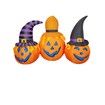 1.9m Halloween Inflatables Outdoor Pumpkin Combo with Wizard hat Blow Up Yard Decoration with LED Lights Built-in for Holiday Party Yard Garden