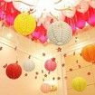 12 Pieces  8Inch  Paper Lanterns Multicolor Hanging Hollow Lanterns  8 Inch Asia Lantern Lamps for Home Outdoor  Decorations (Round with LED-Colorful)