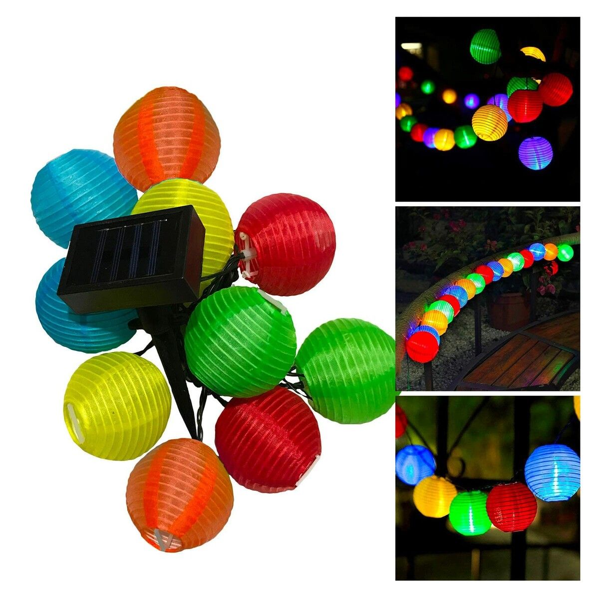 6.5m 30LED Lantern Nylon String Lights Solar String Lights Outdoor Waterproof Colorful Easter Birthday Wedding Bar Backyard Lawn Patio Party Decor