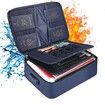 File Document Organizer Bags Fireproof Safe Lock,Multi-Layer Portable Filing Storage for Important Passport Certificates(Blue)