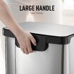 50L Pedal Bin Garbage Can Rubbish Recycling Trash Waste Stainless Steel Rectangular Trashcan Soft Closing Lid Kitchen House Indoor Office