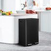 60L Rubbish Bin Dual Compartment Pedal Garbage Can Recycling Waste Stainless Steel Trashcan Soft Closing Lid Kitchen Black