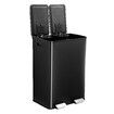 60L Rubbish Bin Dual Compartment Pedal Garbage Can Recycling Waste Stainless Steel Trashcan Soft Closing Lid Kitchen Black