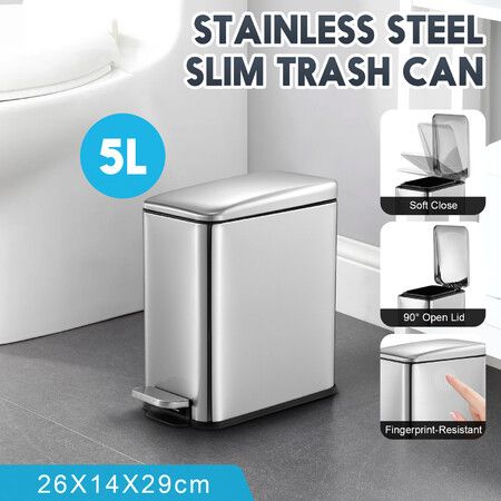 Brushed Stainless Steel Trash Can with Lid, 2.2 Gallon Hands Free Stainless  Steel Commercial Kitchen Small Trash Can, Waste Basket, Round  Fingerprint-Resistant Soft-Close Trash Can with Foot Pedal - Stainless  Steel, Garbage