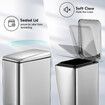 Small Garbage Can Rubbish Pedal Bin Recycling Trash Waste Stainless Steel Rectangular Trashcan Soft Closing Kitchen House Indoor 5L