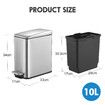 Small Garbage Can Rubbish Pedal Bin Recycling Trash Waste Stainless Steel Rectangular Trashcan Soft Closing Kitchen House Indoor 10L