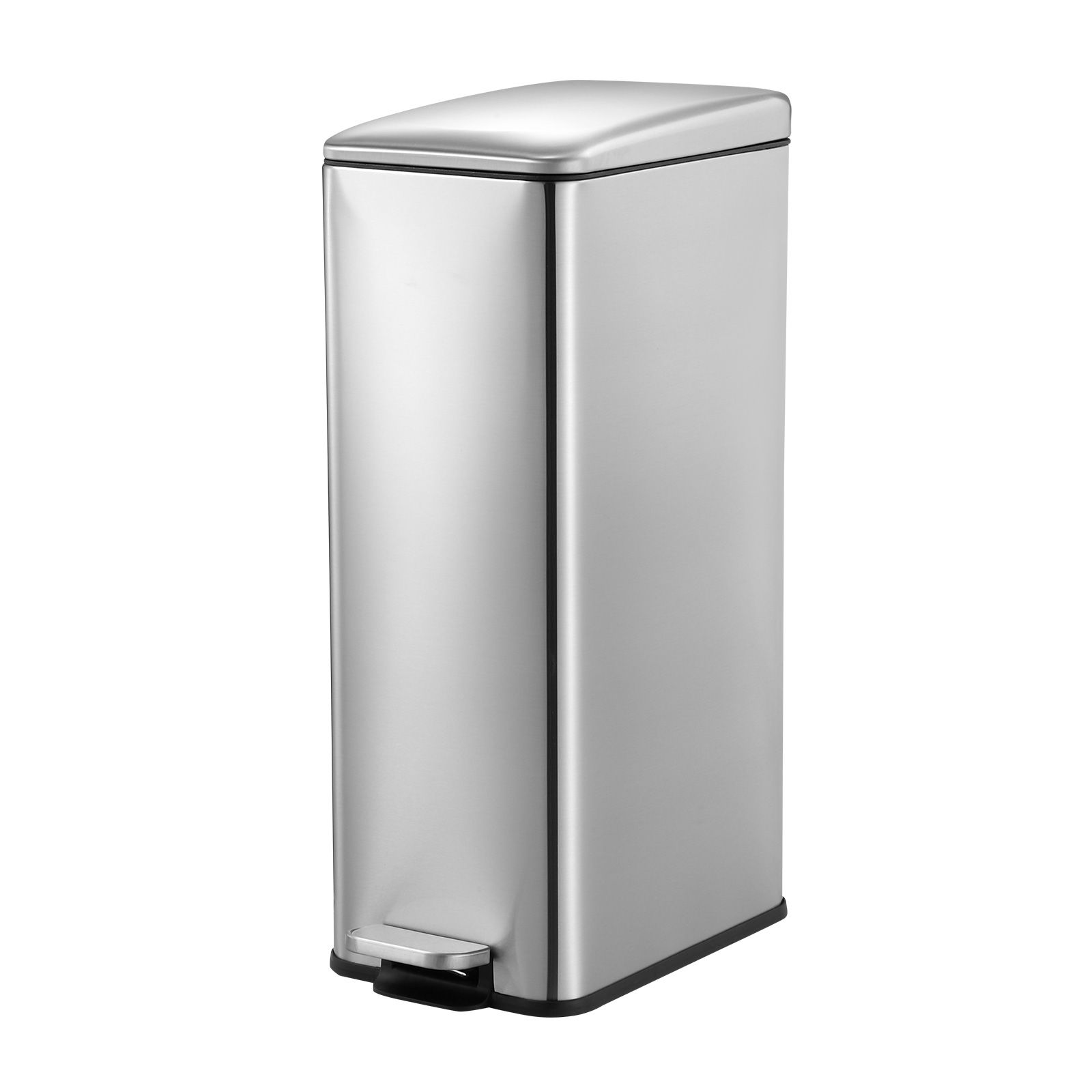 Small Garbage Can Rubbish Pedal Bin Recycling Trash Waste Stainless Steel Rectangular Trashcan Soft Closing Kitchen House Indoor 20L