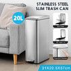 Small Garbage Can Rubbish Pedal Bin Recycling Trash Waste Stainless Steel Rectangular Trashcan Soft Closing Kitchen House Indoor 20L