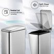 Small Garbage Can Rubbish Pedal Bin Recycling Trash Waste Stainless Steel Rectangular Trashcan Soft Closing Kitchen House Indoor 20L