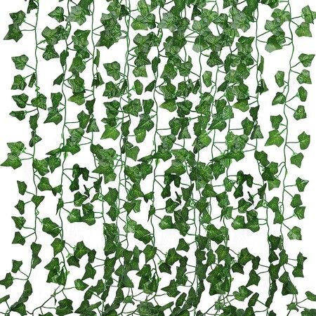 86 FT Artificial Ivy Fake Greenery Leaf Garland Plants Vine Foliage Flowers Hanging for Wedding Party Garden Home Kitchen Office Wall Decoration (12 Pack)