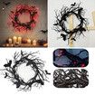 Halloween Black Dead Branch Wreath Simulated Bat Red LED Glow Spooky Reusable Holiday Indoor Outdoor Tree Hanging Decoration