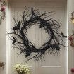 Halloween Black Dead Branch Wreath Simulated Bat Red LED Glow Spooky Reusable Holiday Indoor Outdoor Tree Hanging Decoration