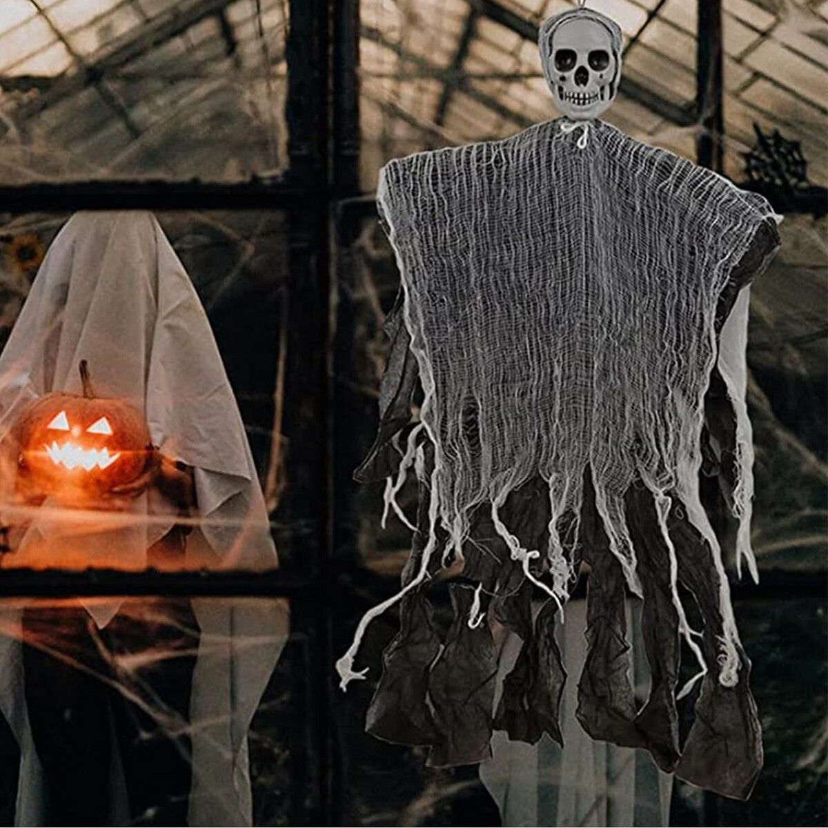 Halloween Hanging Grim Reapers Decorations, Halloween Skeleton Ghost Decorations, Indoor Outdoor Halloween Decorations for Haunted House Prop Decor