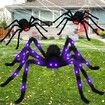 Halloween Spider Decorations, 1.2M Large Scary Spider, Realistic Light up Hairy Spider Props for Outdoor Indoor Party Decorations