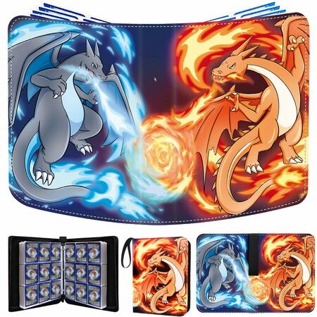 900 Cards  Binder PU HOLDER POKENMON With 50 Sleeves, 9-Pocket Card Book Holder for TCG Game Cards Collection, Sports Trading Cards Collector Album