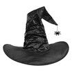 Women Halloween Witch Hat Black Pleated Wizard Hat Spider Hat with Spider Pendant for Halloween Cosplay Party Costume