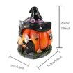 Halloween Pumpkin Decoration Halloween Witch Pumpkin House Statue Glowing Resin Treat or Trick Figurine for Table Desktop Ornament Halloween Decor