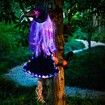 Crashing Witch into Tree Fairy Light String for Outdoor Porch Garden Patio Pathway Party Halloween Decor Purple Hair (colorful LED Light)