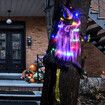 Crashing Witch into Tree Fairy Light String for Outdoor Porch Garden Patio Pathway Party Halloween Decor Purple Hair (colorful LED Light)