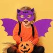 Halloween Bat Costume Set Bat Mask Wing Props Cosplay Party Drees Up Accessories (Purple)Age6-15