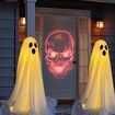 2 Pack Halloween Spooky Ghost Halloween Decor with Light Strings Easy to Assemble Ghost Decorations for Front Porch Yard