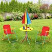 Kids Table and Chairs Set 4 In 1 Outdoor Picnic Children Desk Seat Folding Beach Sun Shade Toddler Play Activity Toy Height Adjustable Umbrella