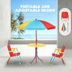 Kids Table and Chairs Set 4 In 1 Outdoor Picnic Children Desk Seat Folding Beach Sun Shade Toddler Play Activity Toy Height Adjustable Umbrella