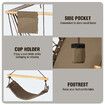 Hammock Hanging Chair Swing Wooden Garden Seat Outdoor Camping Patio Lounge Furniture Portable Soft Cushion Footrest Storage Cup Holder