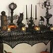 Halloween Decorations Black Lace Spiderweb Fireplace Mantle Scarf Cover for Halloween Mantle Decor Festive Party Supplies (Black,45x248cm)