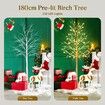 180cm LED Birch Tree Lights Christmas Decoration Fairy Twig Branch Table Lamp 156 LED Bulbs Xmas Outdoor Home Wedding Holiday Display Warm White