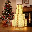 140cm Lighted Gift Box Christmas Tree Decoration 200 LED Lights 3D Xmas Present Indoor Outdoor Home Garden Party Festive Holiday Display