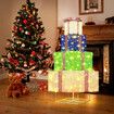 140cm Colourful Lighted Gift Box Christmas Tree Present 200 LED Lights Xmas Home Garden Holiday Decoration Indoor Outdoor Party Display