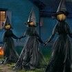 Light-Up Witches with Stakes, Halloween Decorations, Outdoor Holding Hands, Screaming Witches, Sound Activated Sensor Decoration(3 Pack)