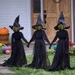 Light-Up Witches with Stakes, Halloween Decorations, Outdoor Holding Hands, Screaming Witches, Sound Activated Sensor Decoration(3 Pack)