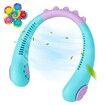 Portable Neck Fan Kids Bladeless Fan, USB Rechargeable Battery Operated Hanging Mini Fan 3 Speeds-Dinosaur Cyan