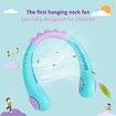 Portable Neck Fan Kids Bladeless Fan, USB Rechargeable Battery Operated Hanging Mini Fan 3 Speeds-Dinosaur Cyan