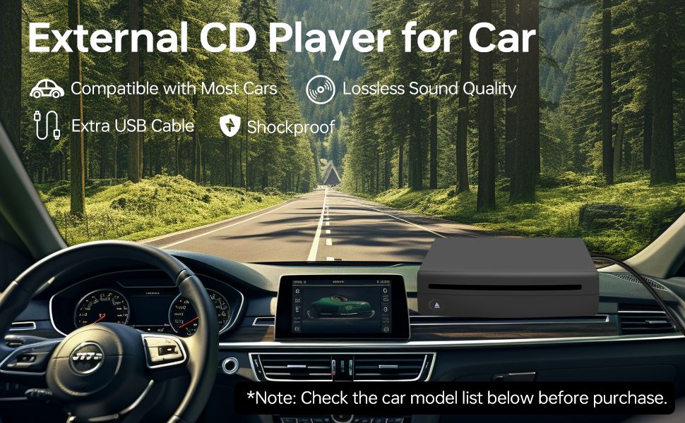 External USB CD Player for Car,Homlab Portable Plugs in CD Player,for