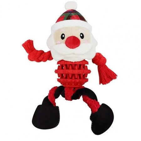 Squeaker Christmas Dog Toys Stuffed Dog Plush Toy Gift for Large Medium Small Dogs Santa Squeaky Toys for Dogs Interactive Durable Dog Chew Toys for Dogs