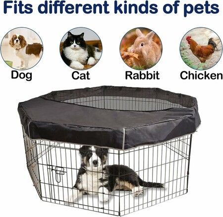 Dog Pen Cover Pet Playpen Cover, Dog Sun Proof Top Cover Pet Pen Mesh Top Cover Fits All Pet Pen 24Inch 8 Panels (Playpen Not Include)