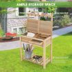 Wooden Potting Bench with Flip-open Galvanized Metal Tabletop