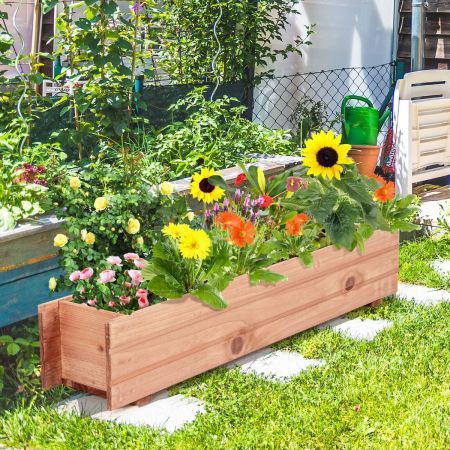 Fir Wood Raised Garden Bed Planter Box For Vegetable Fruits Herb Grow