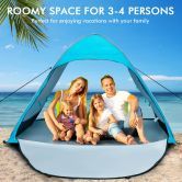 2-4 Persons Automatic Pop-up Tent with Carrying Bag, Stakes, Sandbags for Beach, Picnic