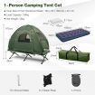 5-In-1 Single Folding Camping Tent Cots  with Comfy Air Mattress and Pillow for Hiking & Picnic