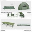 5-In-1 Single Folding Camping Tent Cots  with Comfy Air Mattress and Pillow for Hiking & Picnic