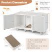 Cat Litter Box Enclosure TV Stand with Scratching Board for 2 Cats