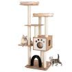 Multi-Level Tall Modern Cat Tree with 2 Top Plush Perches