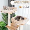 Multi-Level Tall Modern Cat Tree with 2 Top Plush Perches